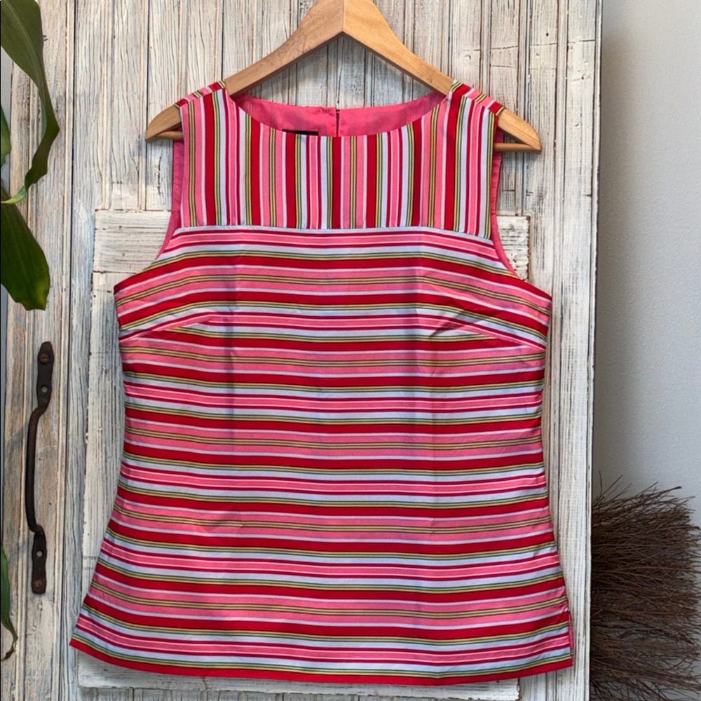 Talbots 100% Silk Striped Sleeveless Blouse Size 10